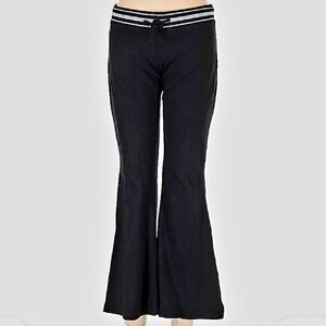Guess Black Flared Pants with Striped Metallic Waistband
